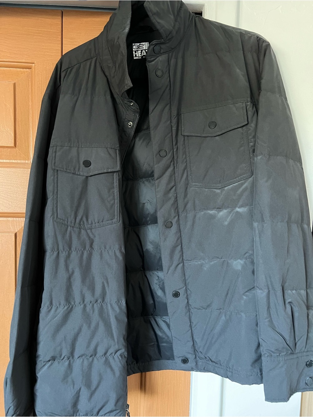 32 Degrees Black Quilted Chest-Pocket Puffer Jacket